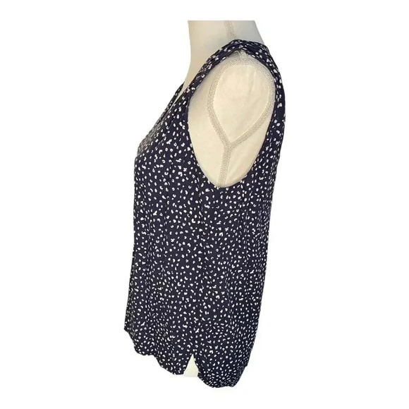 Old Navy Women’s XS Blue & White Speckled Sleeveless V-Neck Blouse‎ - Picture 2 of 4